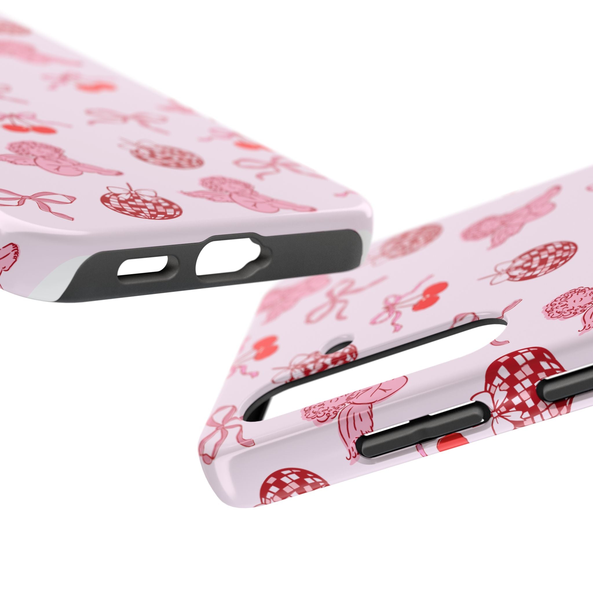 Cupid Cherub Cherry Tough Phone Case — Pink Retro Bow Pattern