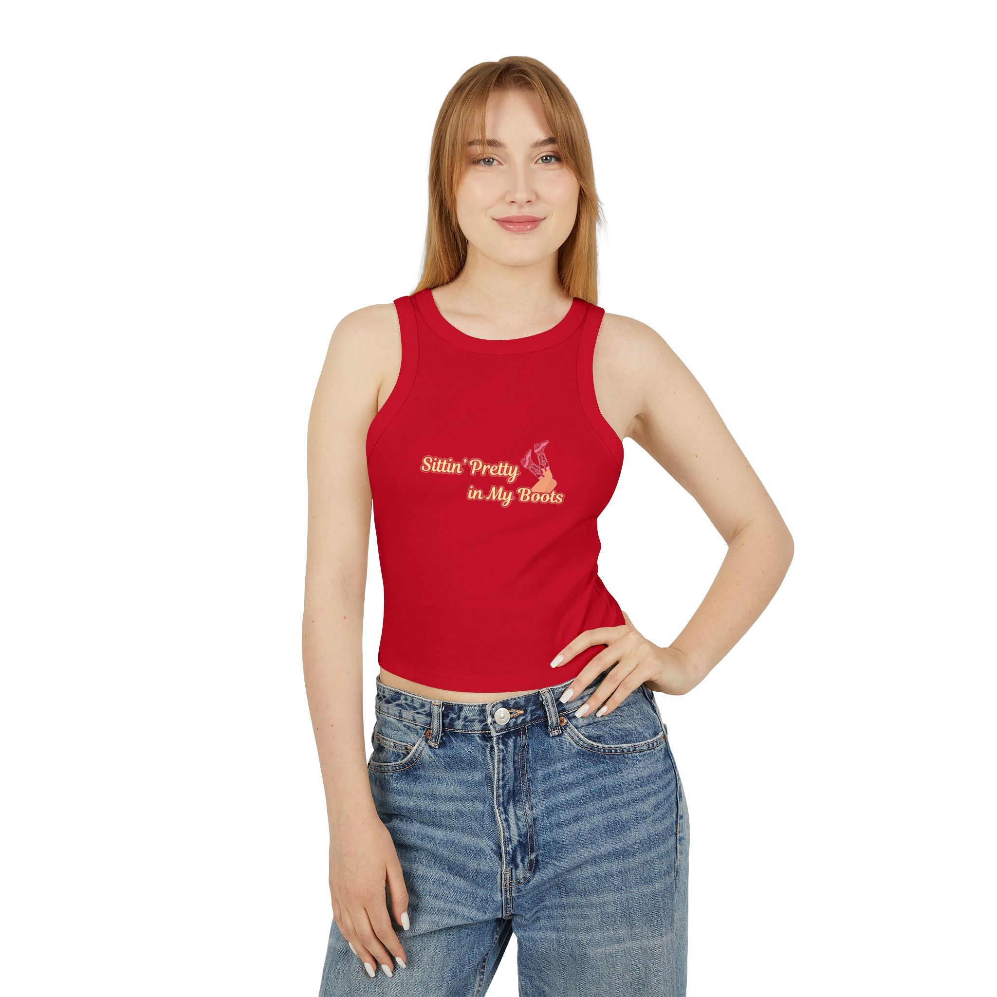Sittin' Pretty in My Boots Racer Tank