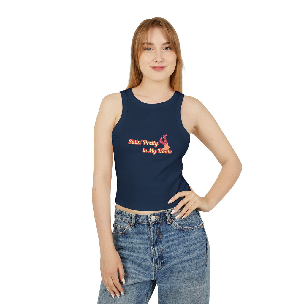 Sittin' Pretty in My Boots Racer Tank