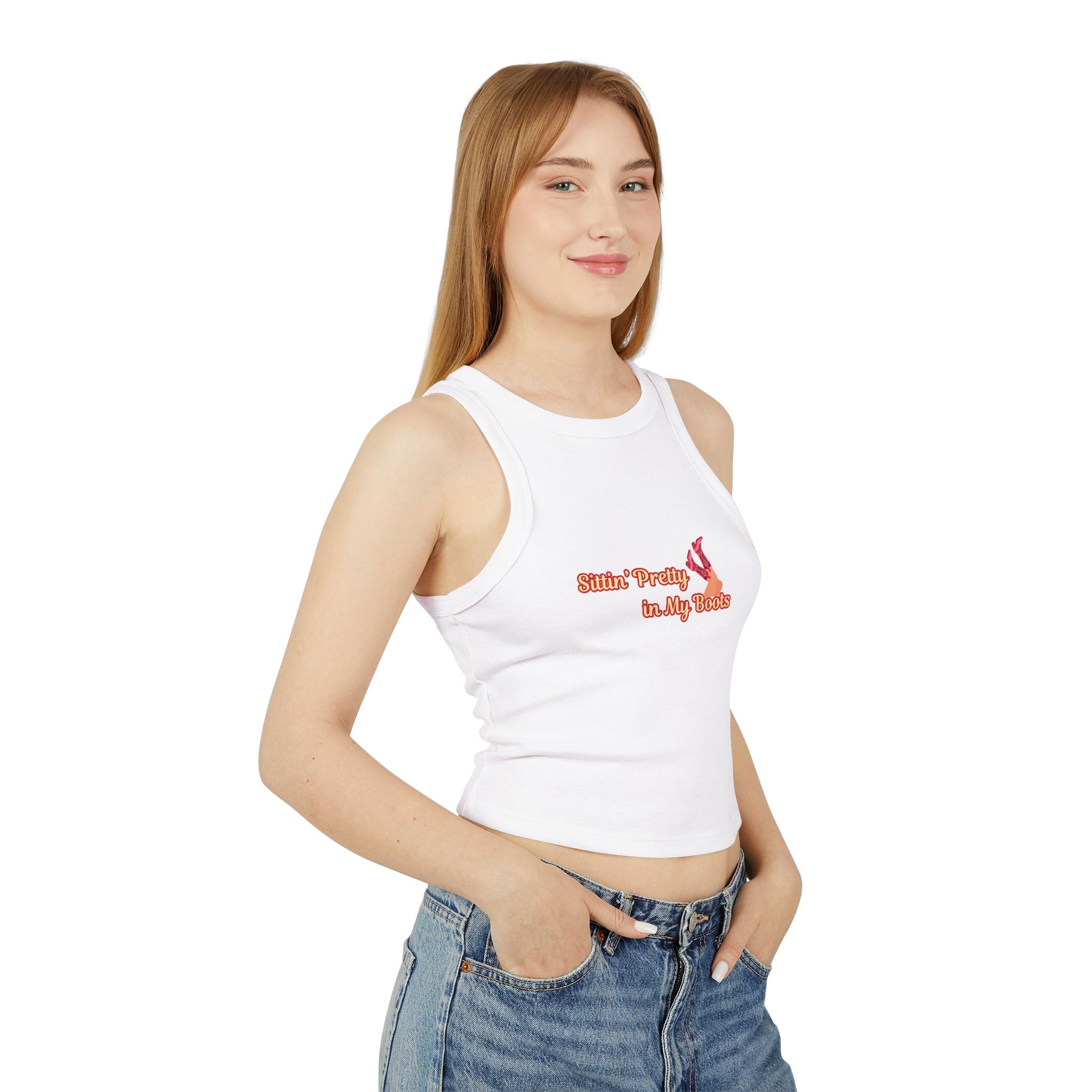 Sittin' Pretty in My Boots Racer Tank