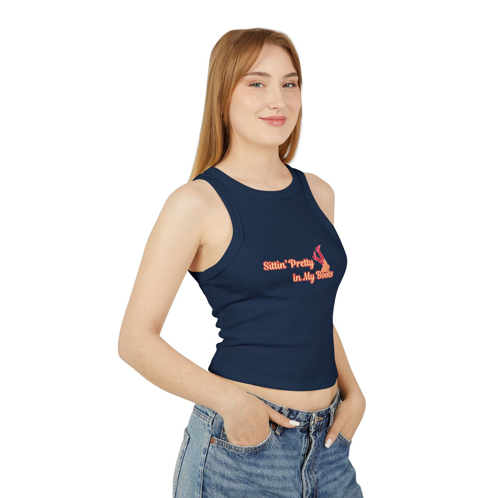 Sittin' Pretty in My Boots Racer Tank