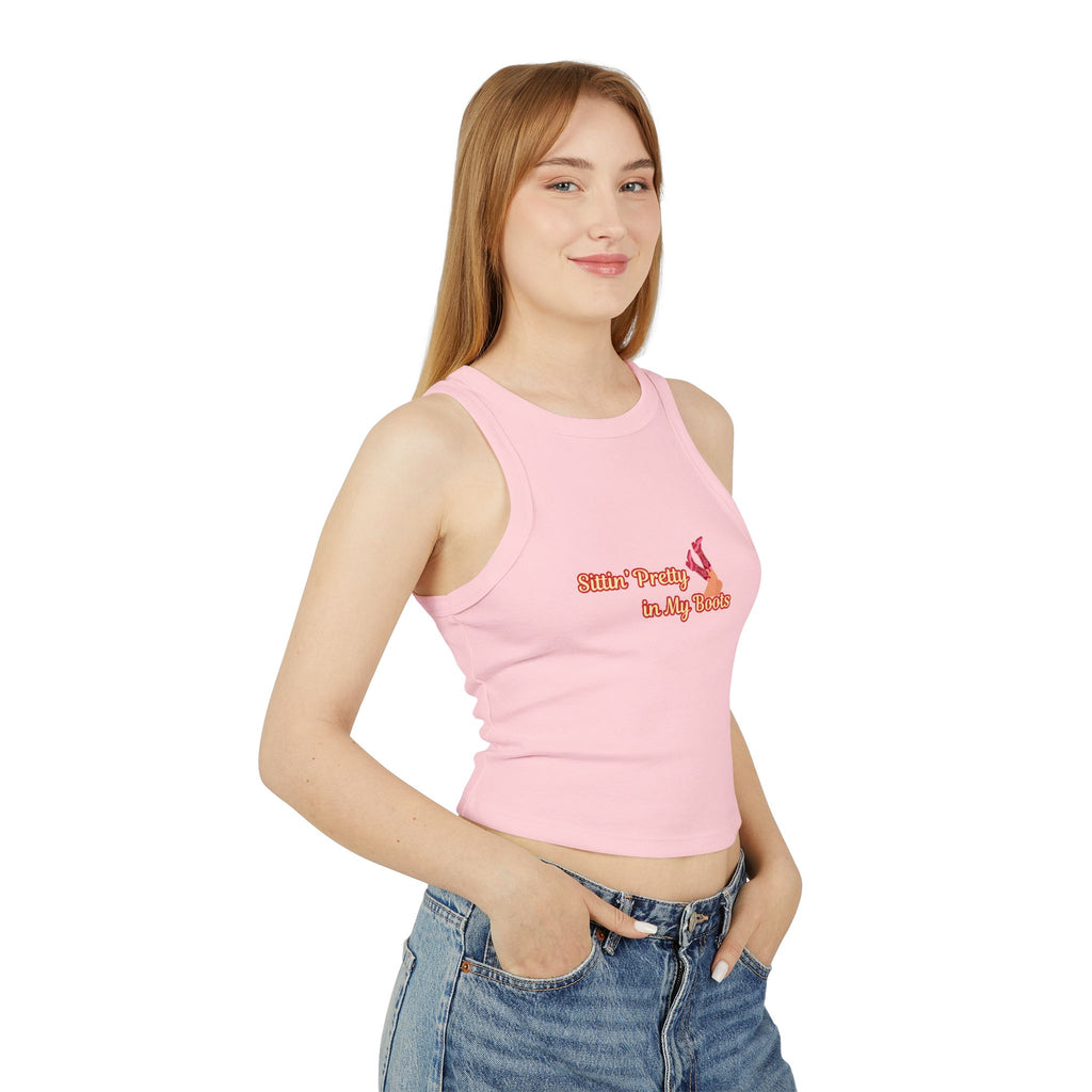 Sittin' Pretty in My Boots Racer Tank